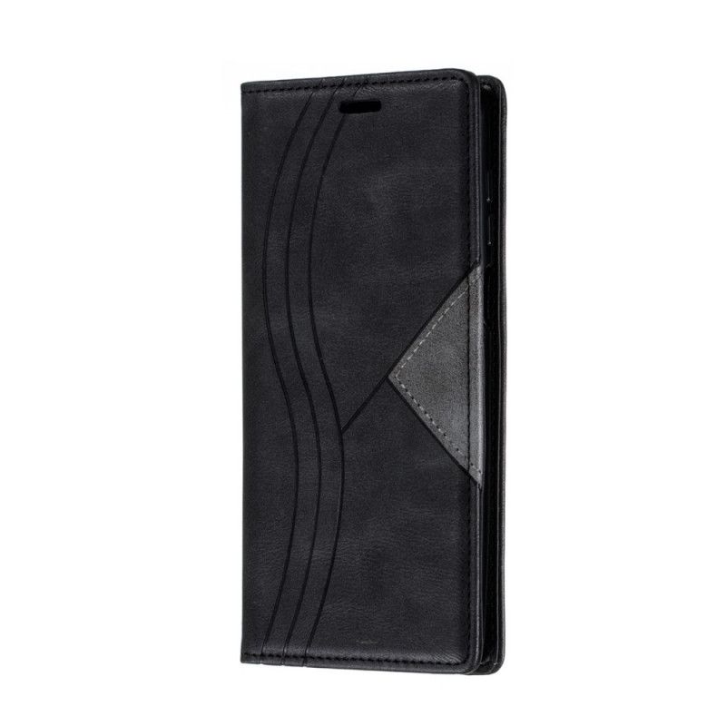 Flip Case Für Xiaomi Redmi Note 9S / Note 9 Pro Schwarz Wellenlederstil
