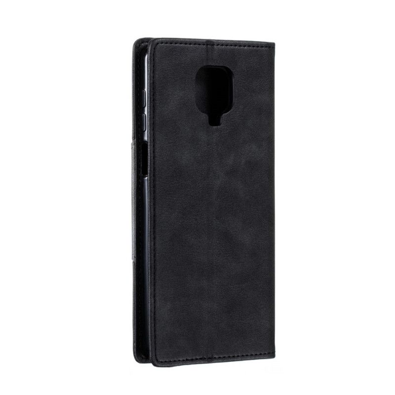 Flip Case Für Xiaomi Redmi Note 9S / Note 9 Pro Schwarz Wellenlederstil