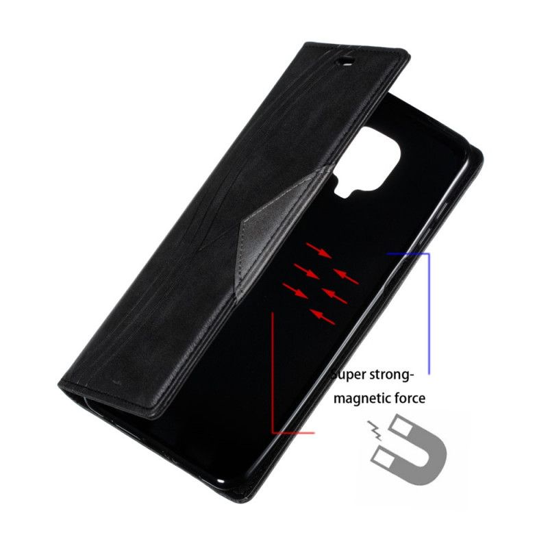 Flip Case Für Xiaomi Redmi Note 9S / Note 9 Pro Schwarz Wellenlederstil