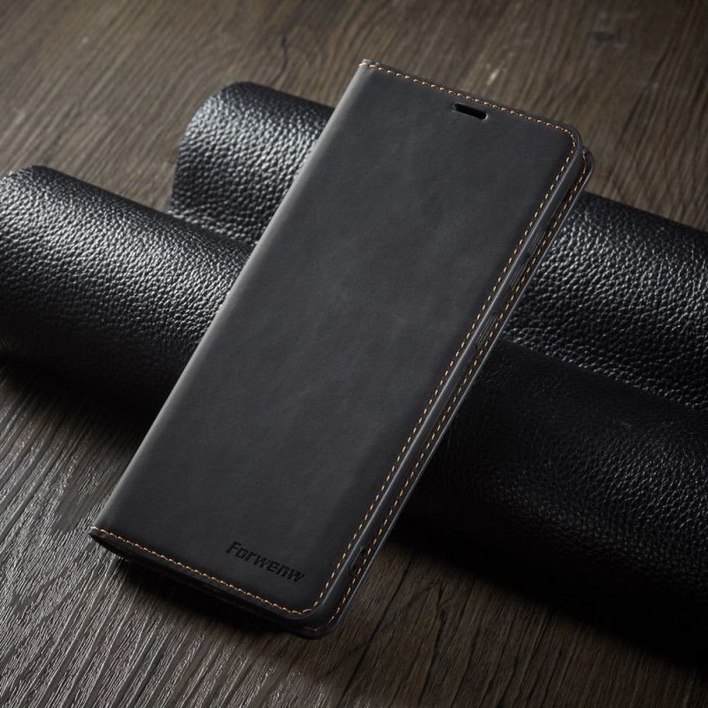 Flip Case Xiaomi Redmi Note 9S / Note 9 Pro Schwarz Forwenw Ledereffekt