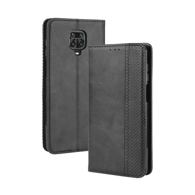 Flip Case Xiaomi Redmi Note 9S / Note 9 Pro Schwarz Stilisierter Vintage-Ledereffekt