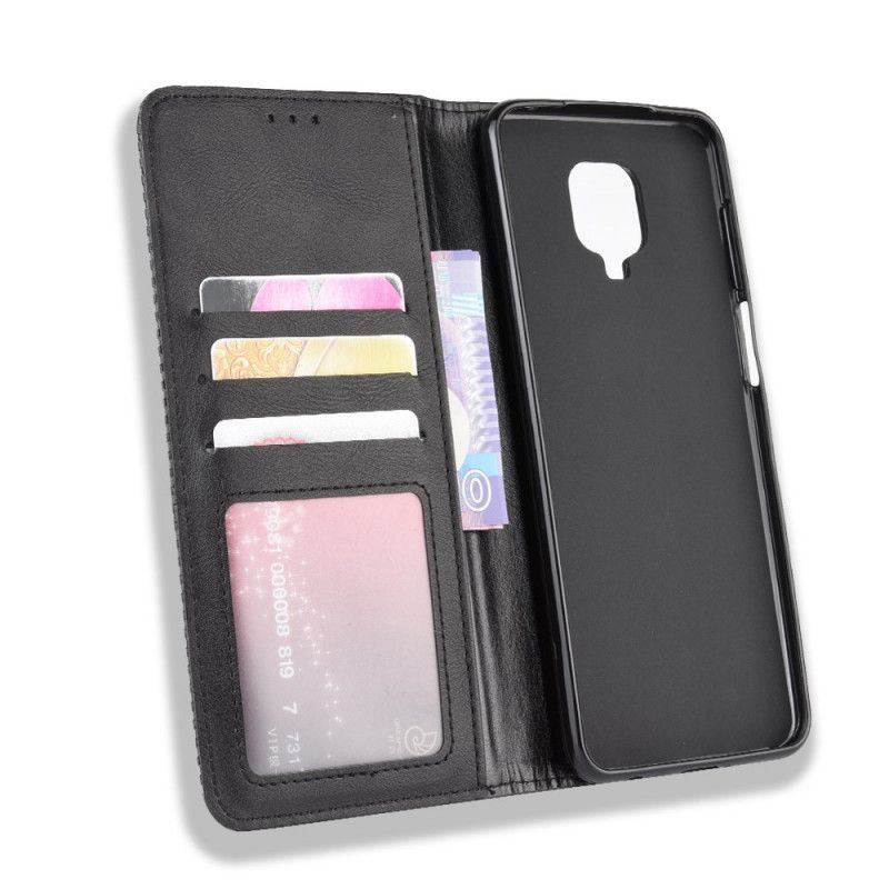 Flip Case Xiaomi Redmi Note 9S / Note 9 Pro Schwarz Stilisierter Vintage-Ledereffekt