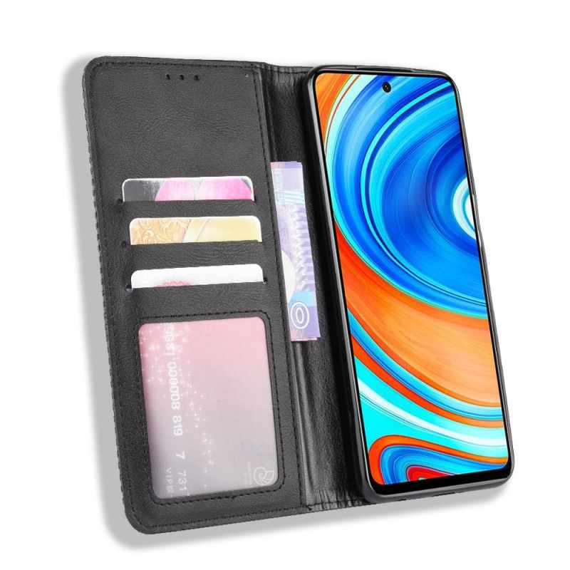 Flip Case Xiaomi Redmi Note 9S / Note 9 Pro Schwarz Stilisierter Vintage-Ledereffekt