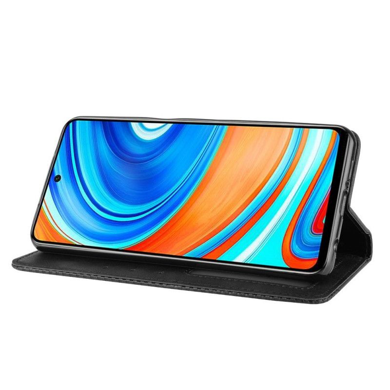 Flip Case Xiaomi Redmi Note 9S / Note 9 Pro Schwarz Stilisierter Vintage-Ledereffekt