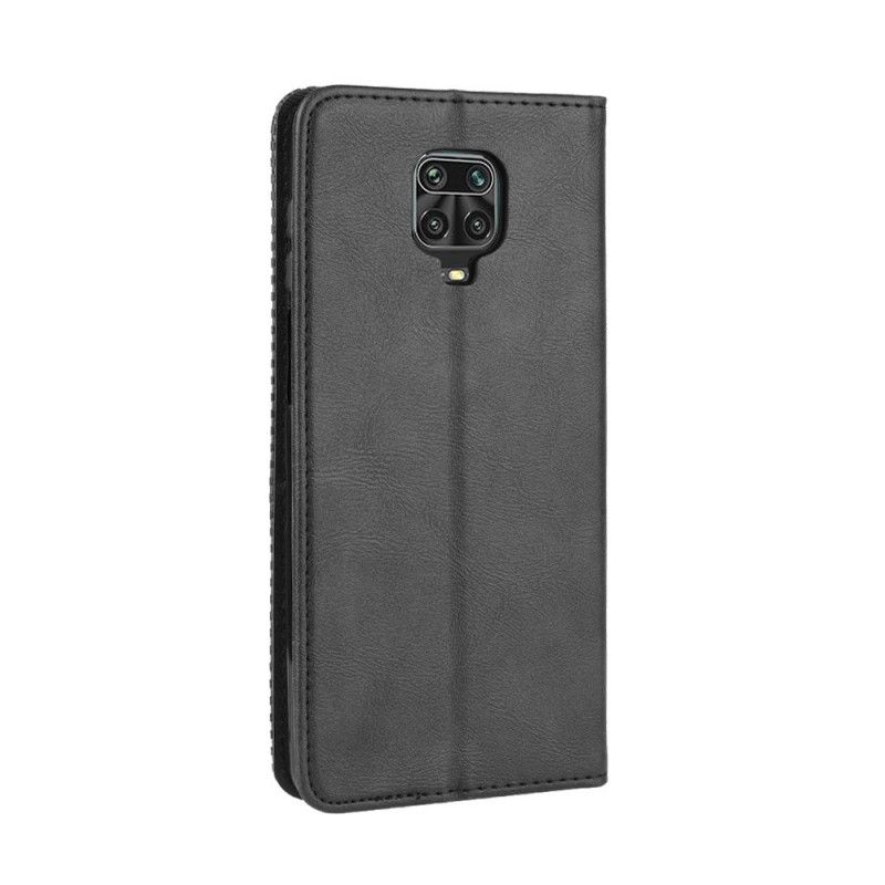 Flip Case Xiaomi Redmi Note 9S / Note 9 Pro Schwarz Stilisierter Vintage-Ledereffekt