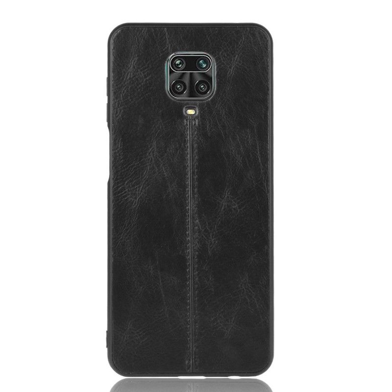 Hülle Xiaomi Redmi Note 9S / Note 9 Pro Schwarz Genähter Ledereffekt