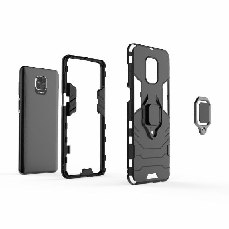 Hülle Xiaomi Redmi Note 9S / Note 9 Pro Schwarz Widerstandsfähiger Ring