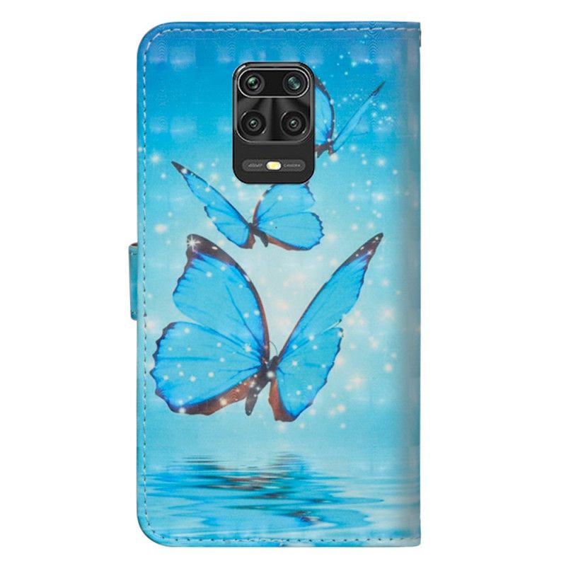 Lederhüllen Für Xiaomi Redmi Note 9S / Note 9 Pro Blaue Schmetterlinge