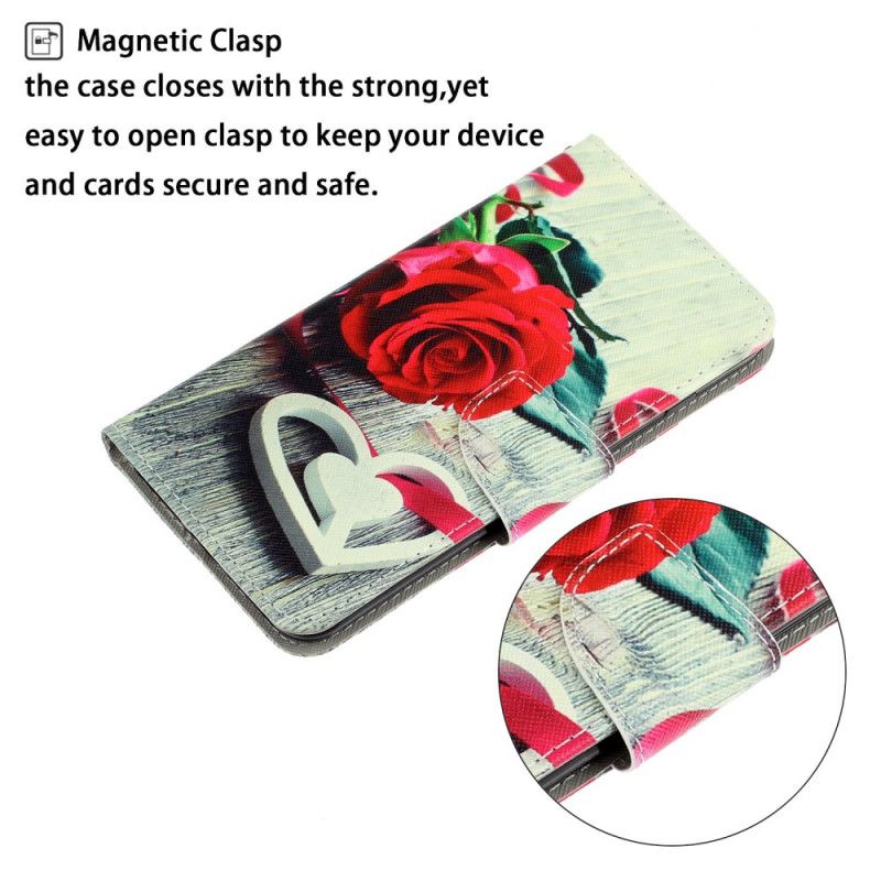 Lederhüllen Für Xiaomi Redmi Note 9S / Note 9 Pro Romantische Rose Mit Tanga