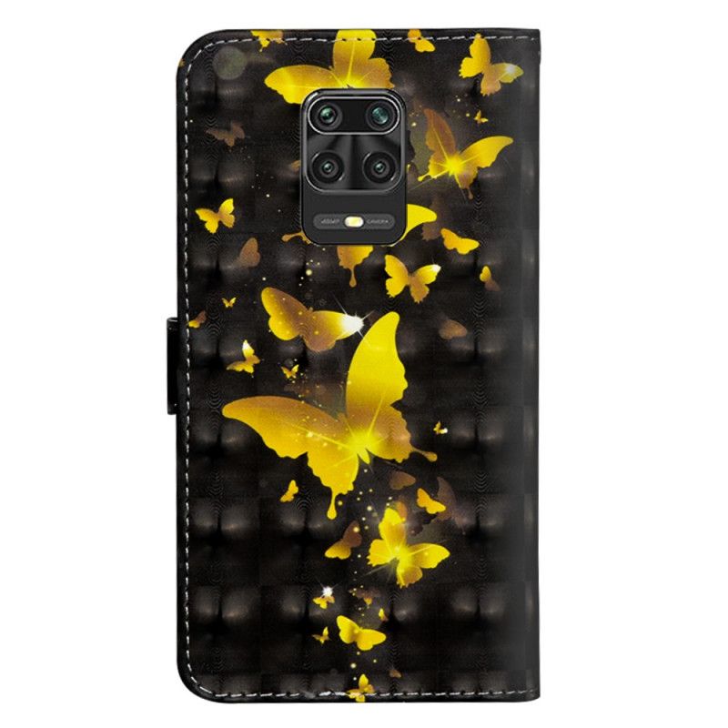 Lederhüllen Xiaomi Redmi Note 9S / Note 9 Pro Gelbe Schmetterlinge