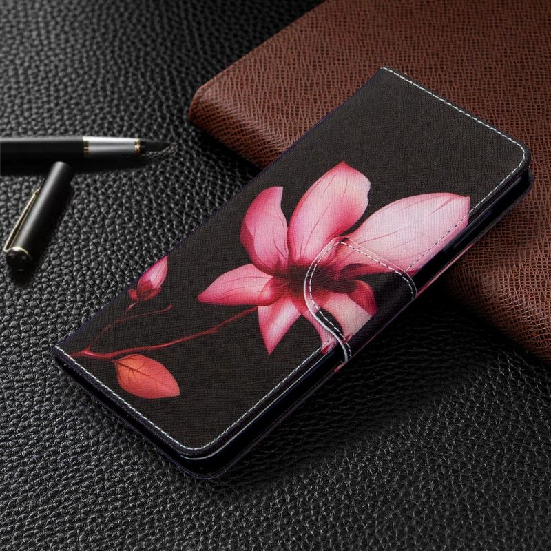 Lederhüllen Xiaomi Redmi Note 9S / Note 9 Pro Handyhülle Rosa Blume