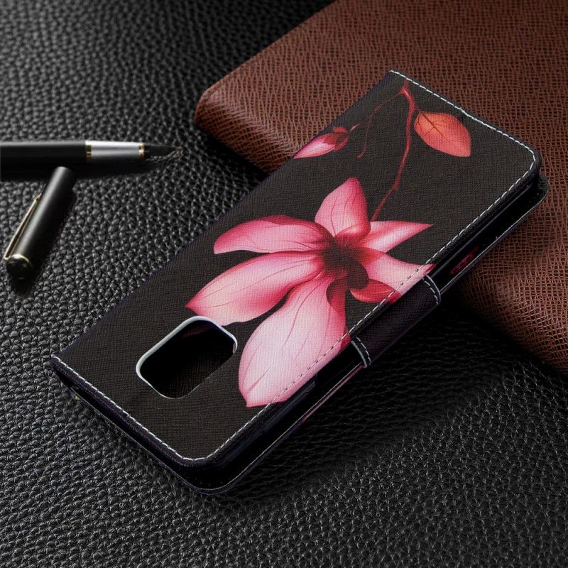 Lederhüllen Xiaomi Redmi Note 9S / Note 9 Pro Handyhülle Rosa Blume