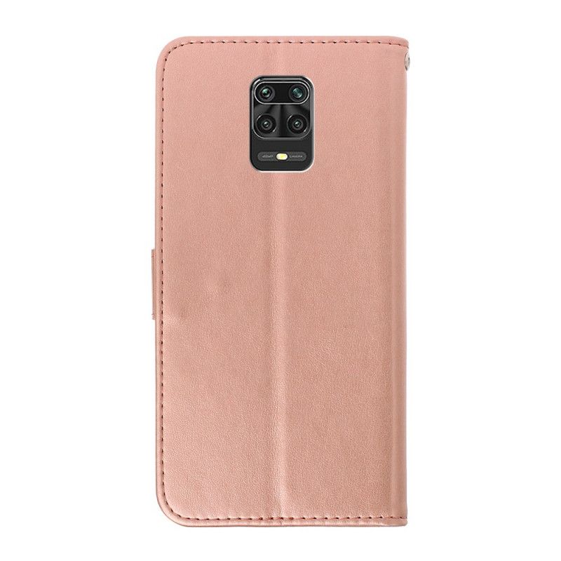 Lederhüllen Xiaomi Redmi Note 9S / Note 9 Pro Magenta Handyhülle Schmetterlinge In Den Blüten