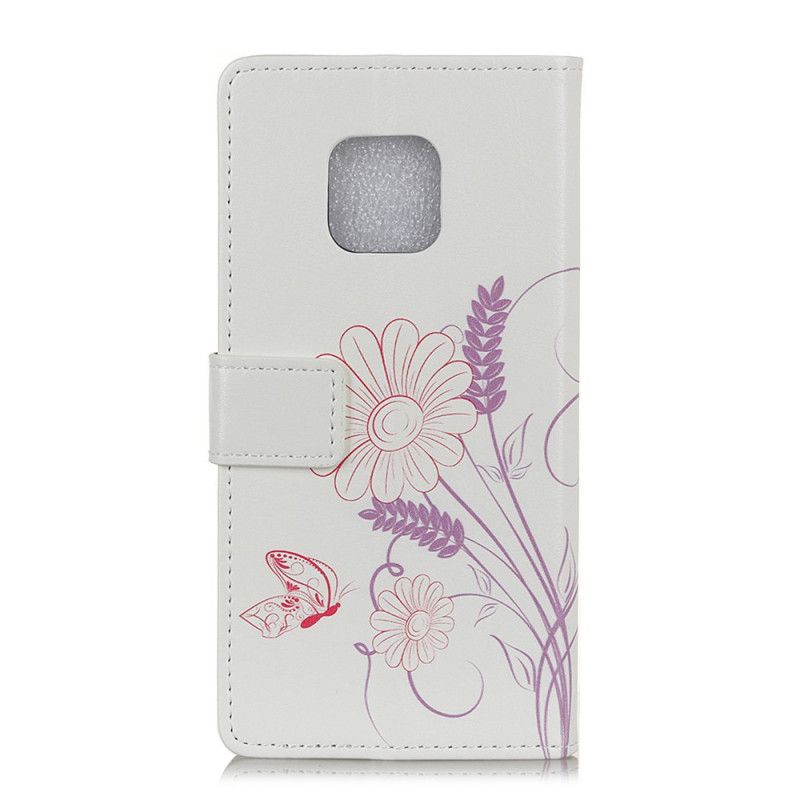 Lederhüllen Xiaomi Redmi Note 9S / Note 9 Pro Schmetterlinge Und Blumen Zeichnen