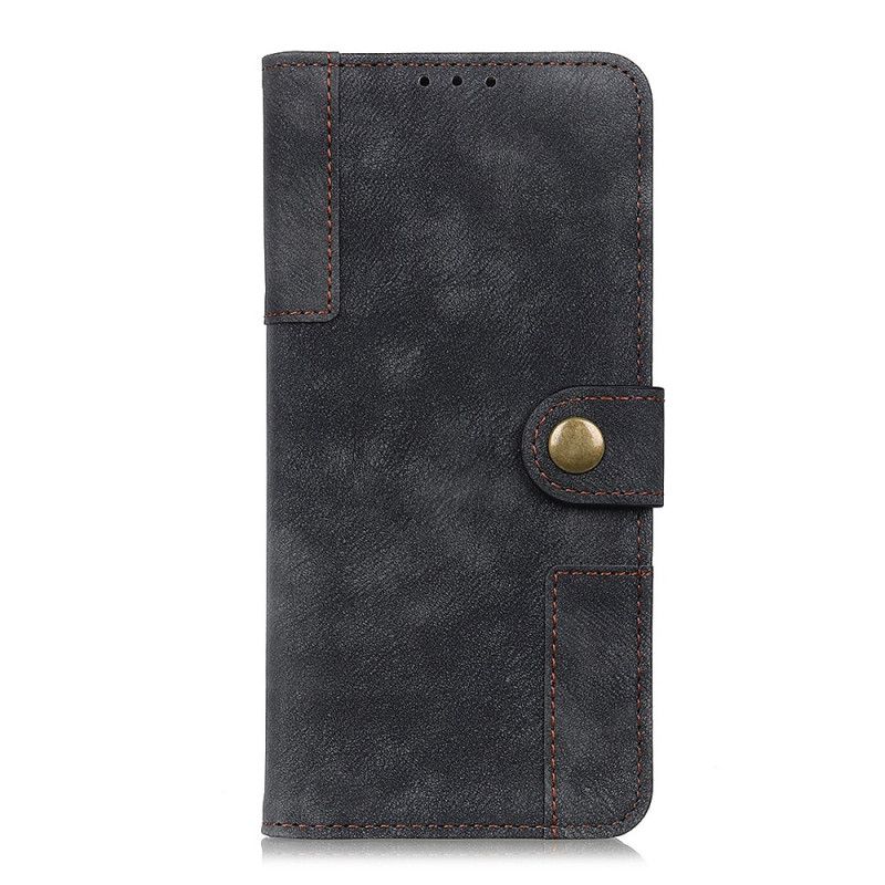 Lederhüllen Xiaomi Redmi Note 9S / Note 9 Pro Schwarz Vintage Leder- Und Nietstil