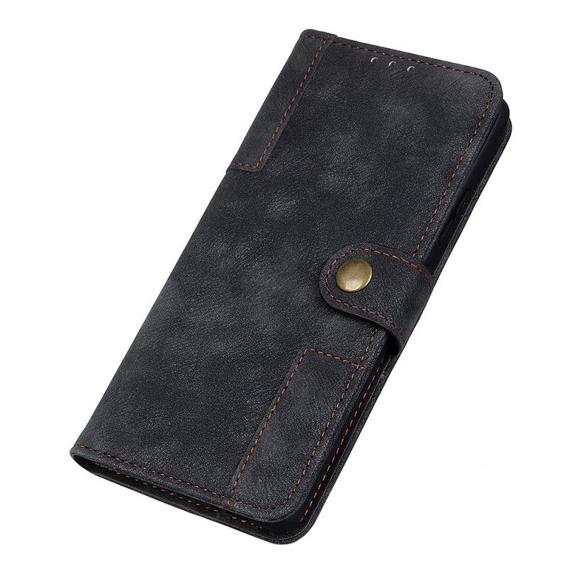 Lederhüllen Xiaomi Redmi Note 9S / Note 9 Pro Schwarz Vintage Leder- Und Nietstil