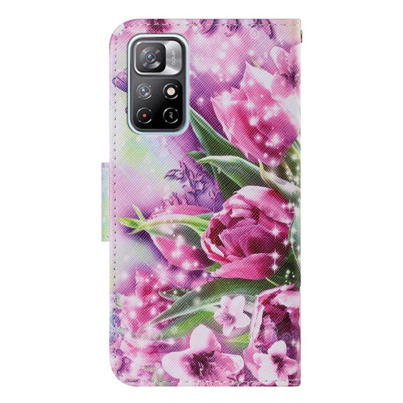 Flip Case Für Poco M4 Pro 5G Schmetterling Und Lotus