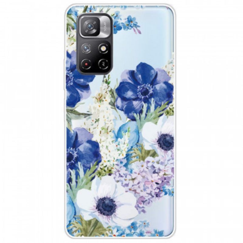 Hülle Für Poco M4 Pro 5G Aquarellblaue Blumen