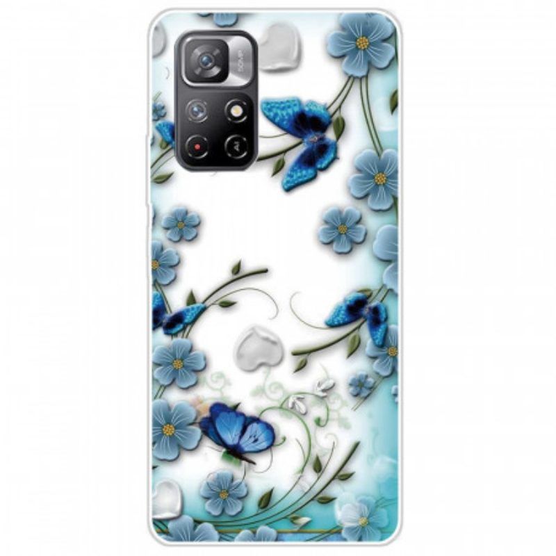 Hülle Für Poco M4 Pro 5G Retro-schmetterlinge Und Blumen