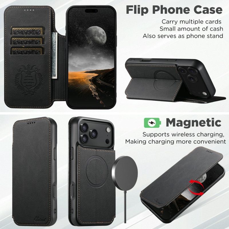 Flip Case Für iPhone 17 Pro Magsafe Kompatibles Vintage-design