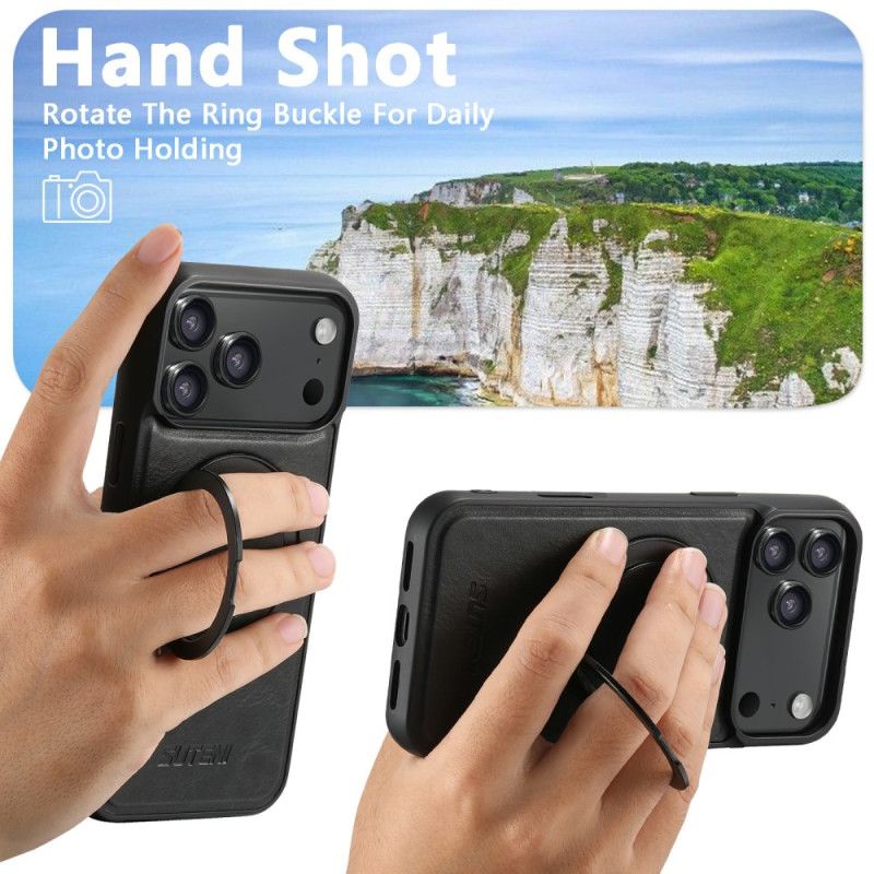 Hülle Für iPhone 17 Pro Magsafe-kompatibles Modell In Gewachster Lederoptik Mit Drehbarer Halterung