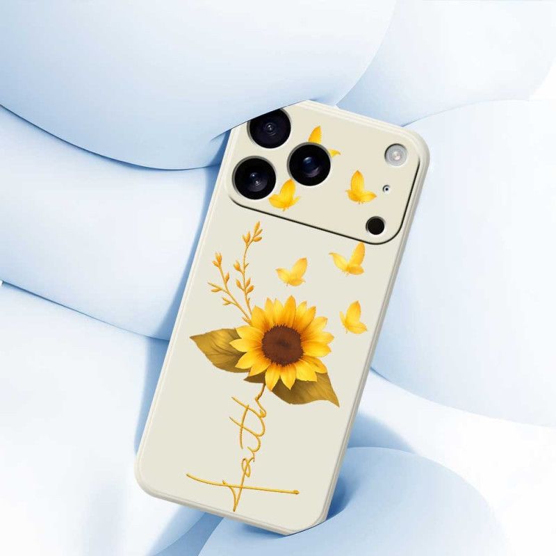 Hülle iPhone 17 Pro Handyhülle Flüssigsilikon-sonnenblume Und Schmetterlinge