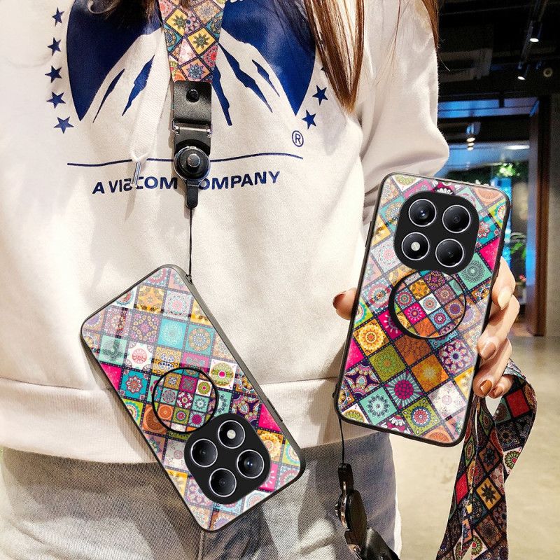 Hülle Xiaomi Redmi Note 14 Pro 4g Handyhülle Ständer Und Tragegurt Mit Patchwork-muster