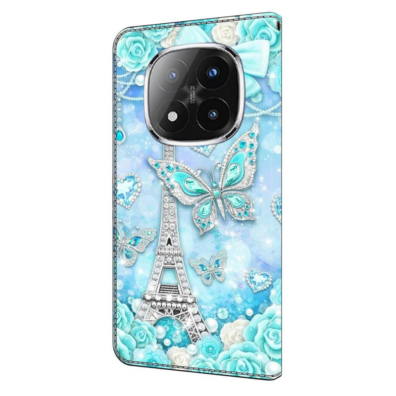 Lederhüllen Für Xiaomi Redmi Note 14 Pro 4g Eiffelturm Und Diamanten