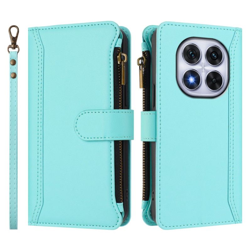 Lederhüllen Für Xiaomi Redmi Note 14 Pro 4g Geldbörse Mit 9 Kartenfächern Und Umhängeband