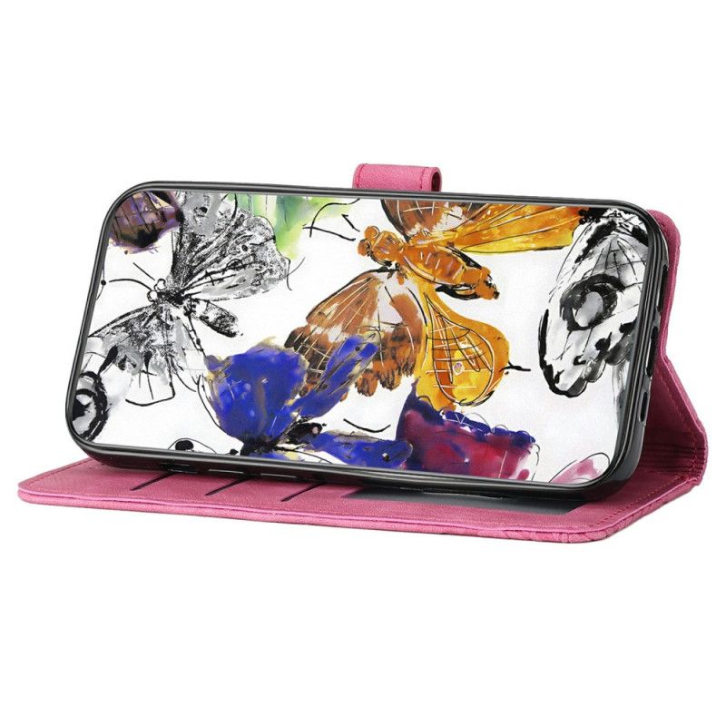 Lederhüllen Für Xiaomi Redmi Note 14 Pro 4g Wildlederoptik Schmetterlinge