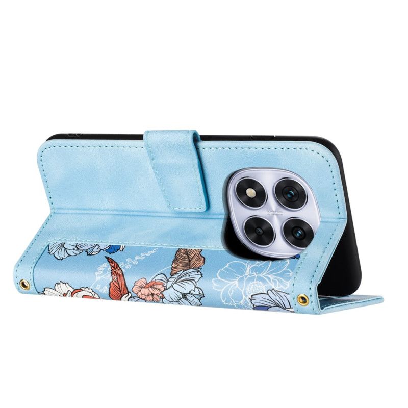 Lederhüllen Xiaomi Redmi Note 14 Pro 4g Grafische Blumen Mit Riemen