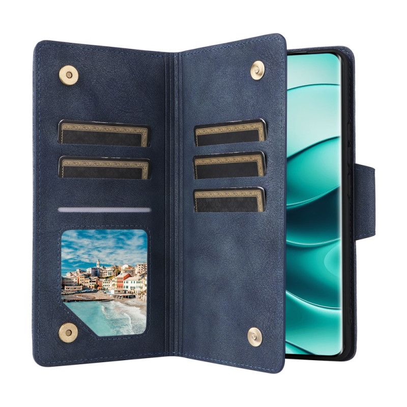 Lederhüllen Xiaomi Redmi Note 14 Pro 4g Handyhülle Reißverschlussgeldbörse Mit Riemen