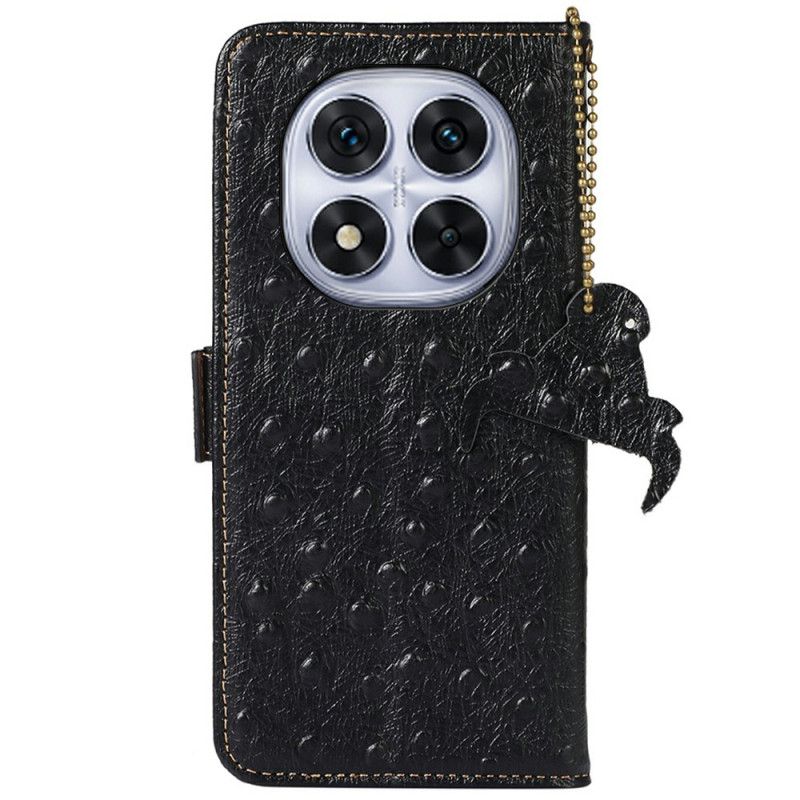 Lederhüllen Xiaomi Redmi Note 14 Pro 4g Handyhülle Rfid-blockierendes Leder In Straußenlederoptik