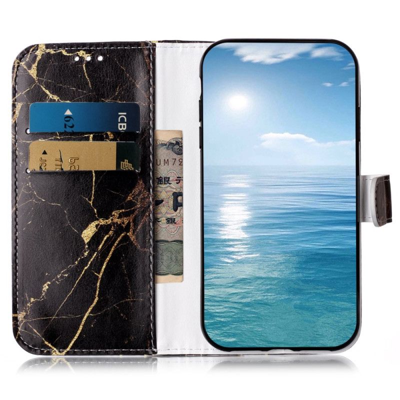 Lederhüllen Xiaomi Redmi Note 14 Pro 4g Schwarzer Und Goldener Marmor