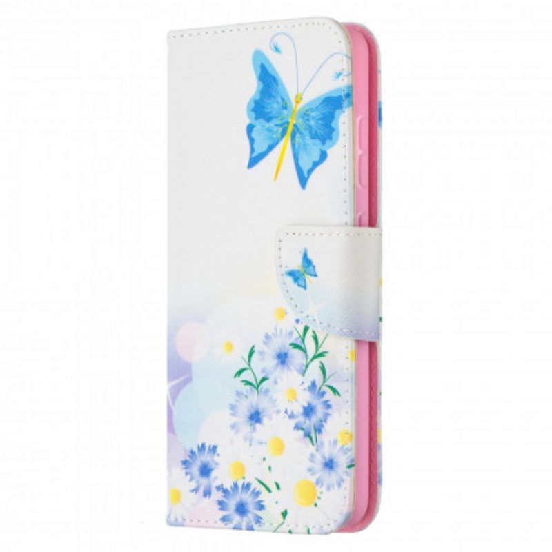 Flip Case Für Samsung Galaxy A52 4G / A52 5G / A52s 5G Bemalte Schmetterlinge Und Blumen