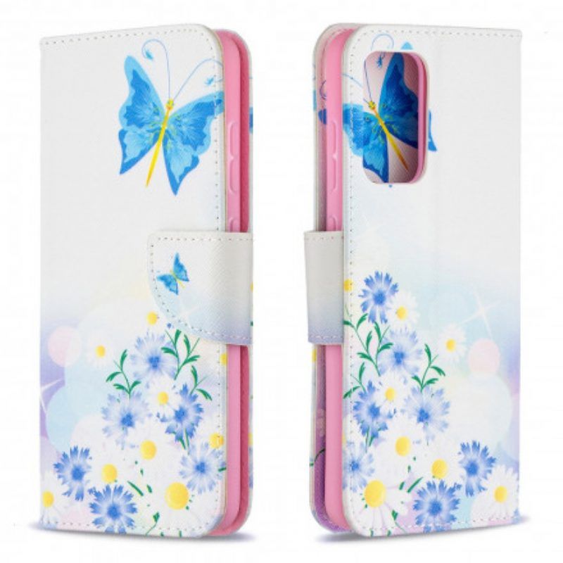 Flip Case Für Samsung Galaxy A52 4G / A52 5G / A52s 5G Bemalte Schmetterlinge Und Blumen