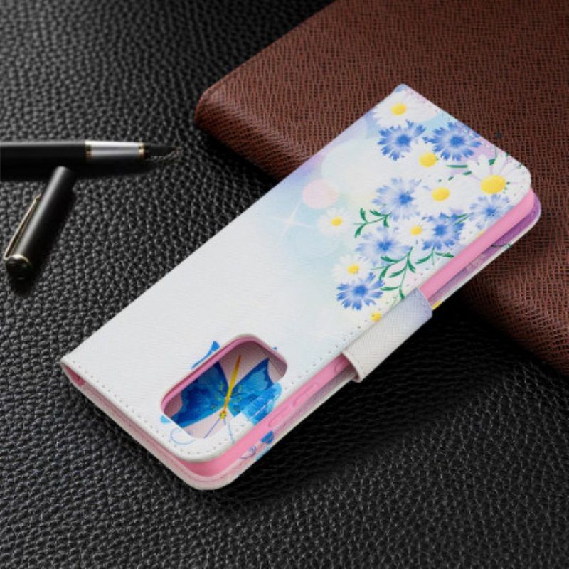 Flip Case Für Samsung Galaxy A52 4G / A52 5G / A52s 5G Bemalte Schmetterlinge Und Blumen