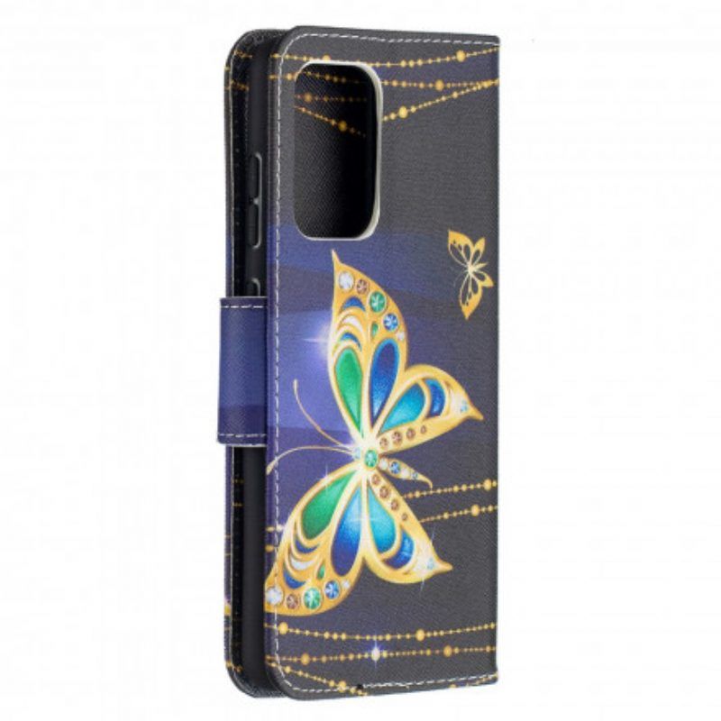 Flip Case Für Samsung Galaxy A52 4G / A52 5G / A52s 5G Goldene Schmetterlinge