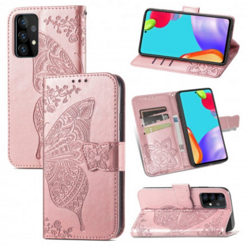 Flip Case Für Samsung Galaxy A52 4G / A52 5G / A52s 5G Halbe Schmetterlinge