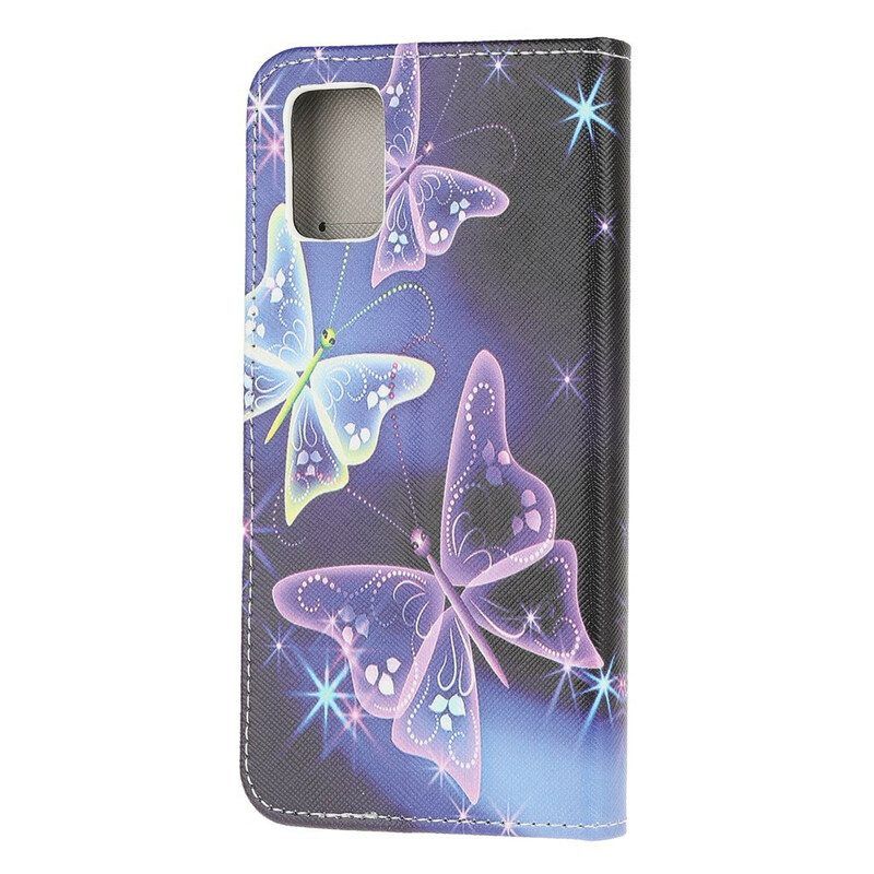 Flip Case Für Samsung Galaxy A52 4G / A52 5G / A52s 5G Neon-schmetterlinge