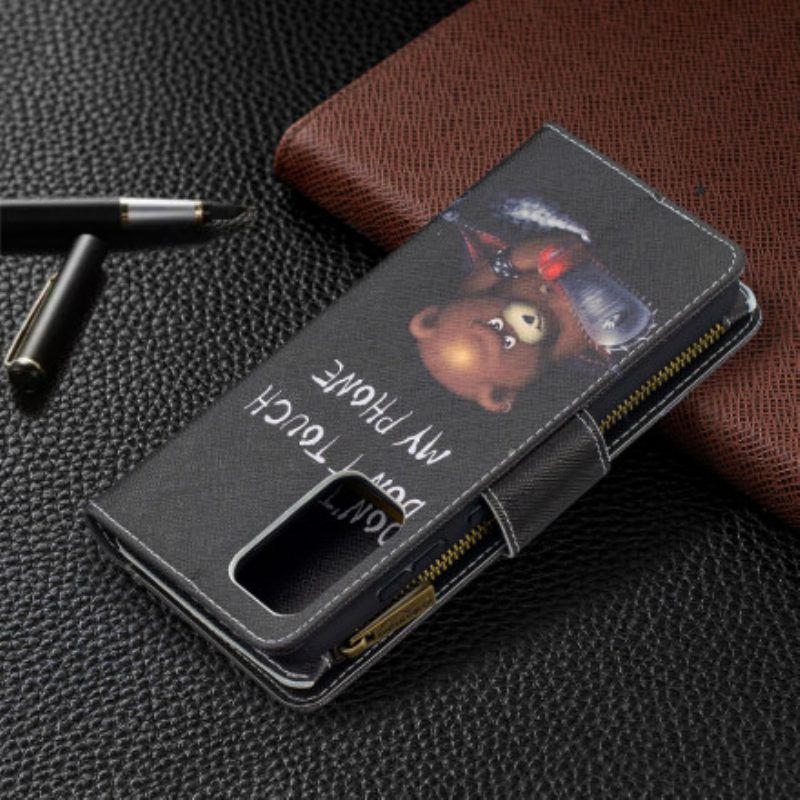 Flip Case Für Samsung Galaxy A52 4G / A52 5G / A52s 5G Taschenbär Mit Reißverschluss