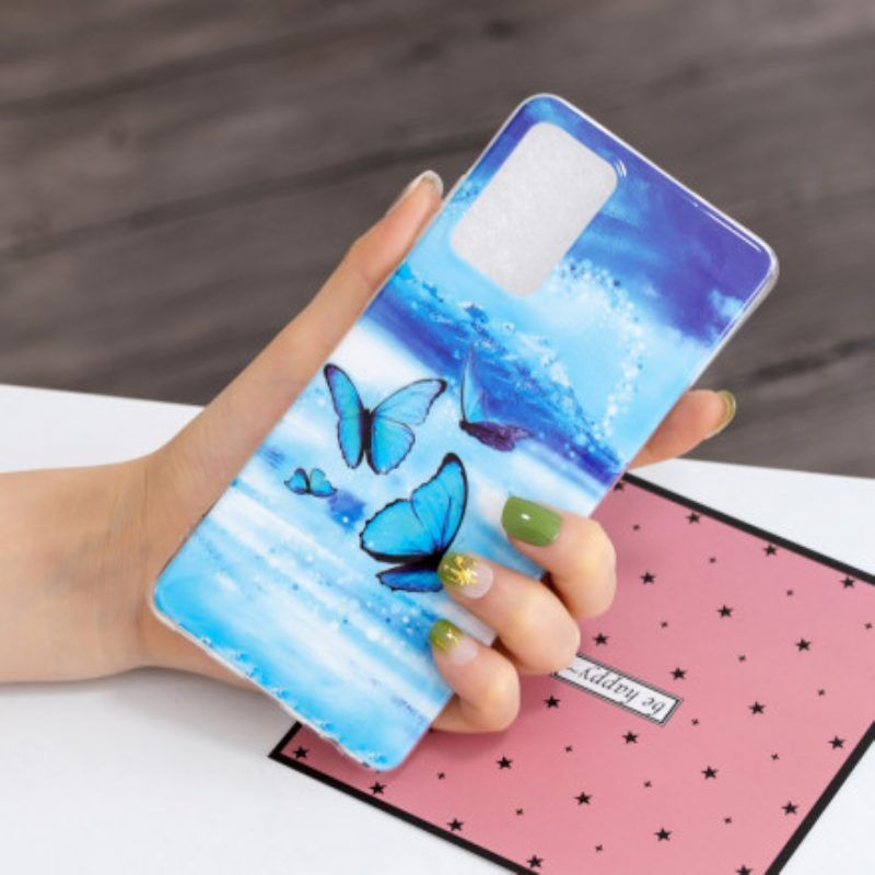 Handyhülle Für Samsung Galaxy A52 4G / A52 5G / A52s 5G Fluoreszierende Schmetterlingsserie