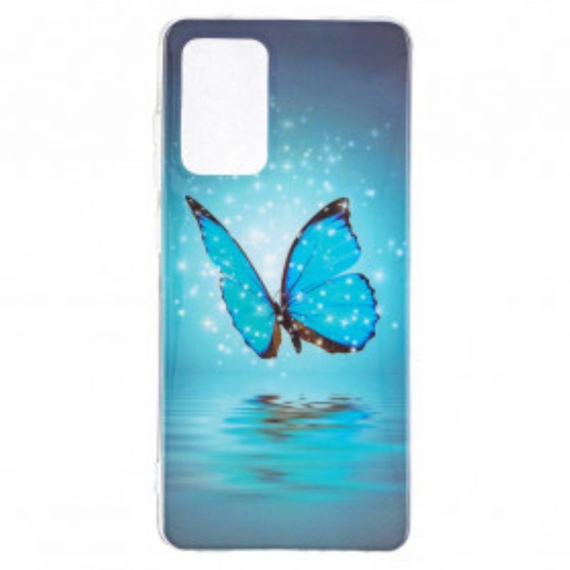 Hülle Für Samsung Galaxy A52 4G / A52 5G / A52s 5G Fluoreszierender Blauer Schmetterling