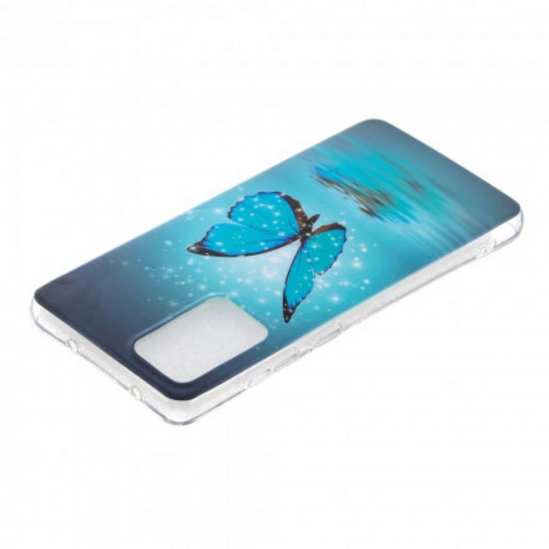 Hülle Für Samsung Galaxy A52 4G / A52 5G / A52s 5G Fluoreszierender Blauer Schmetterling