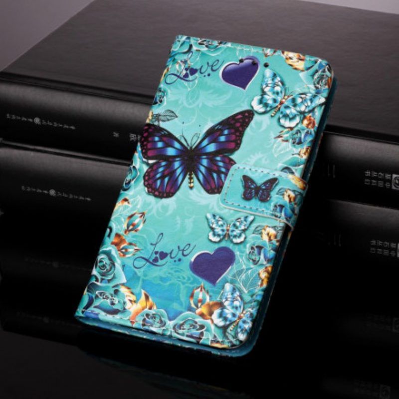 Lederhüllen Für Samsung Galaxy A52 4G / A52 5G / A52s 5G Goldene Schmetterlinge