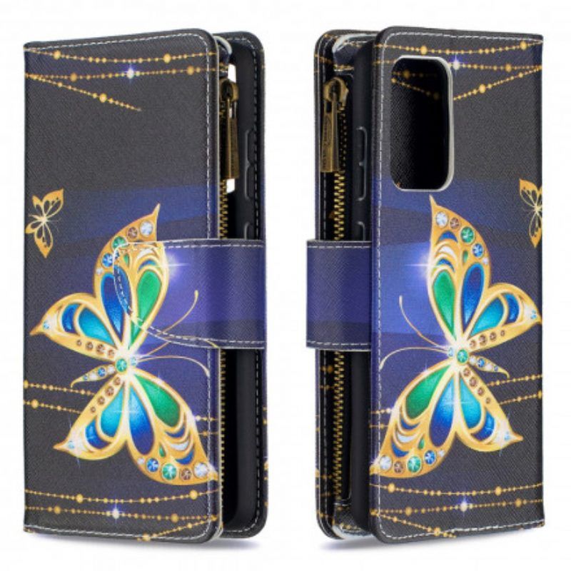 Lederhüllen Für Samsung Galaxy A52 4G / A52 5G / A52s 5G Reißverschlusstasche Mit Schmetterlingen