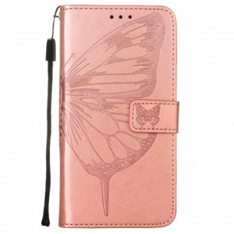 Lederhüllen Für Samsung Galaxy A52 4G / A52 5G / A52s 5G Schmetterlingsdesign Mit Umhängeband