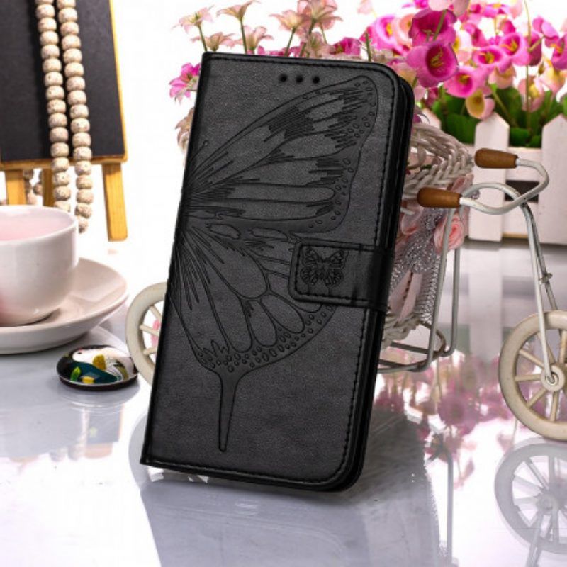 Lederhüllen Für Samsung Galaxy A52 4G / A52 5G / A52s 5G Schmetterlingsdesign Mit Umhängeband
