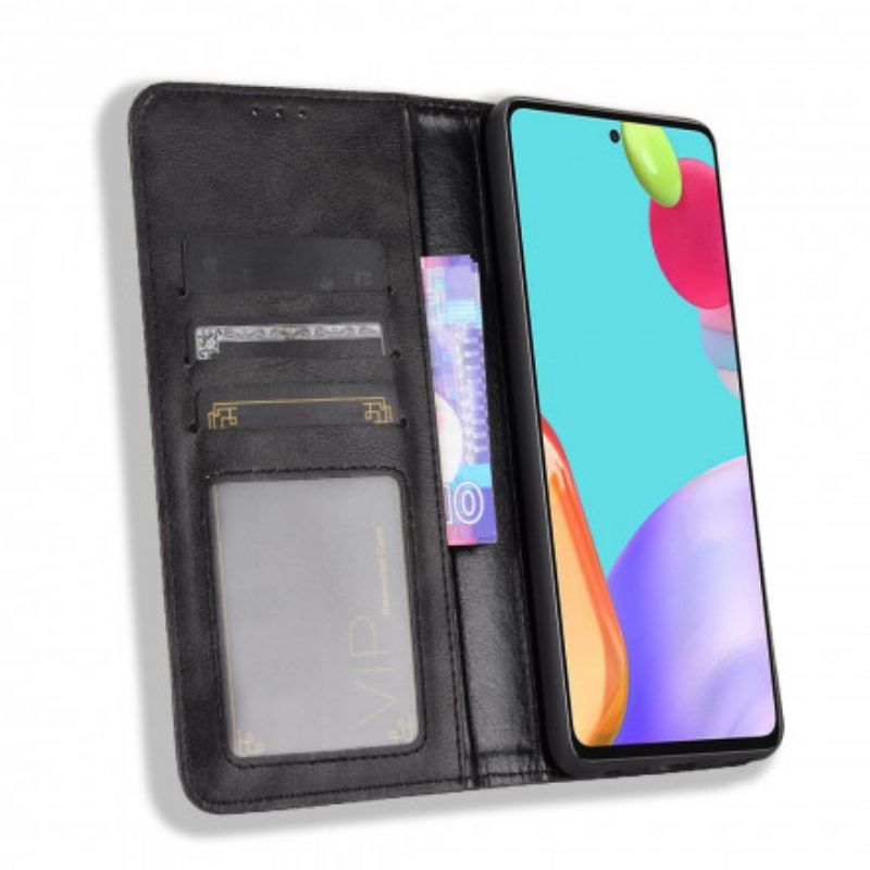 Schutzhülle Für Samsung Galaxy A52 4G / A52 5G / A52s 5G Flip Case Stilisierter Vintage-ledereffekt