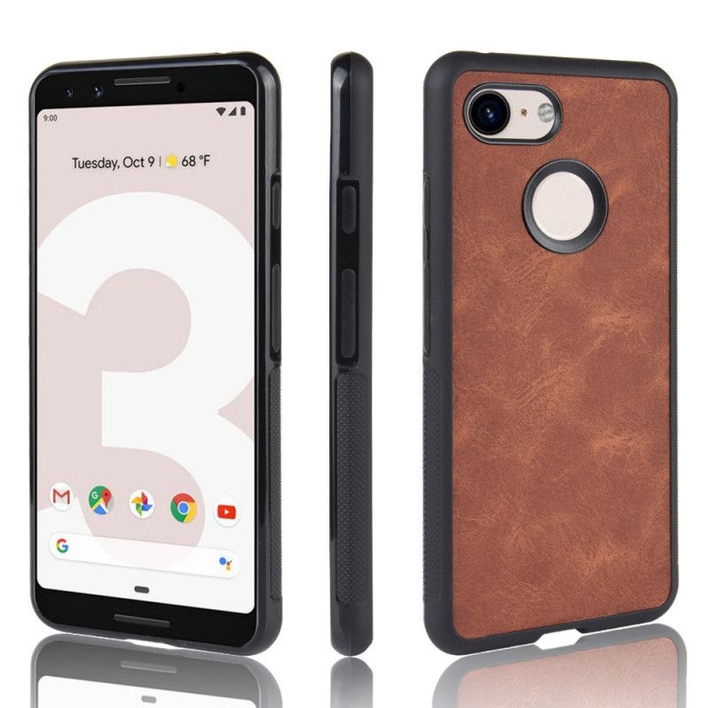 Hülle Für Google Pixel 3 XL Grau Luxuslederstil